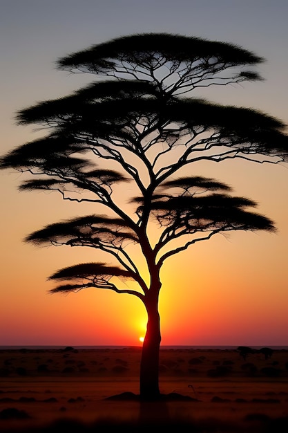 african tree sunset view