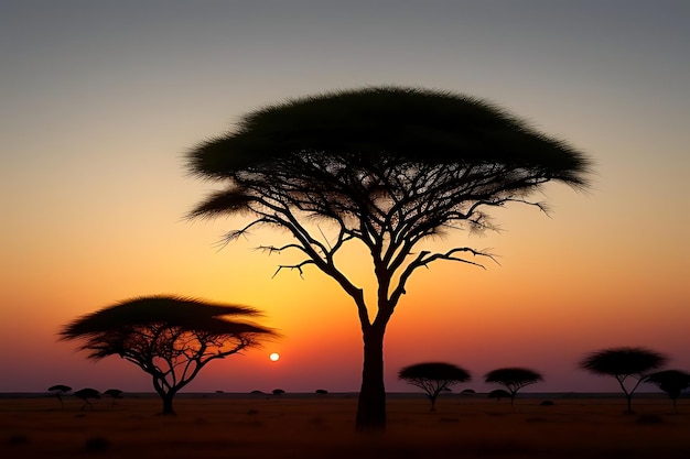 african tree sunset view