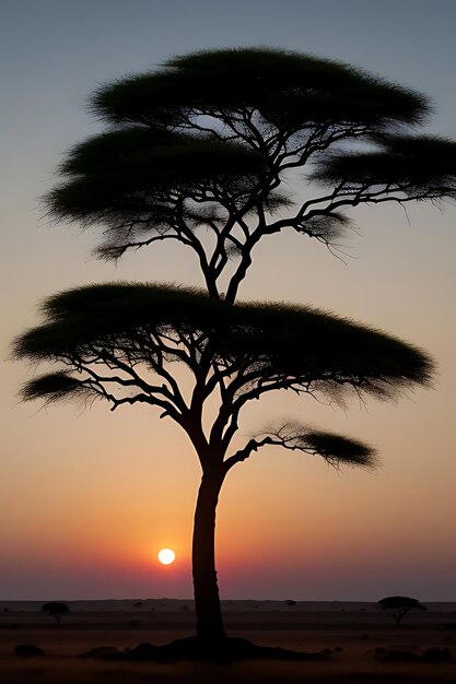 african tree sunset view