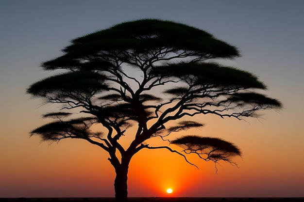 african tree sunset view