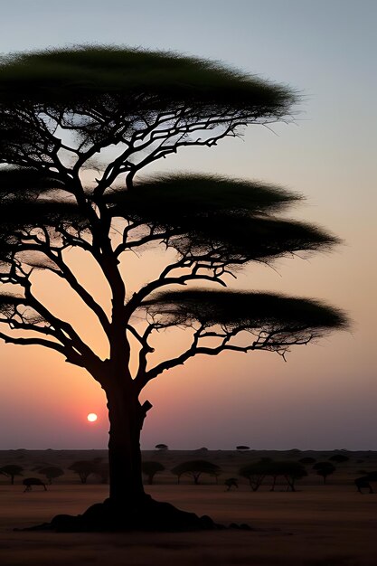 african tree sunset view