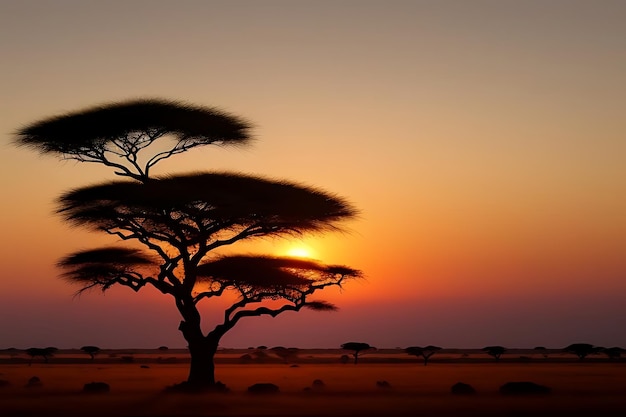 african tree sunset view