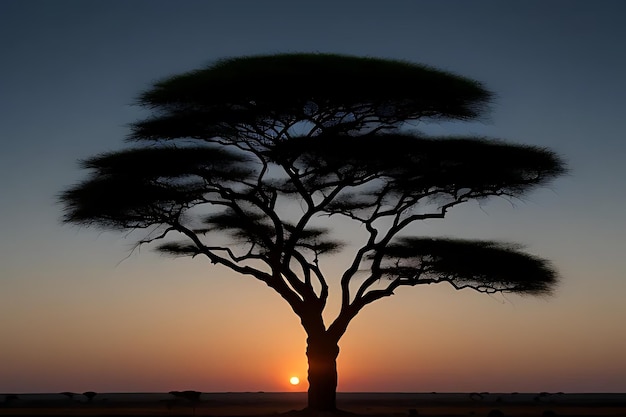 african tree sunset view