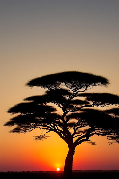 african tree sunset view