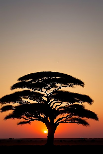 african tree sunset view