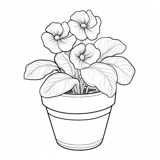 Photo african violet coloring page for kids potted haworthia fasciata plant