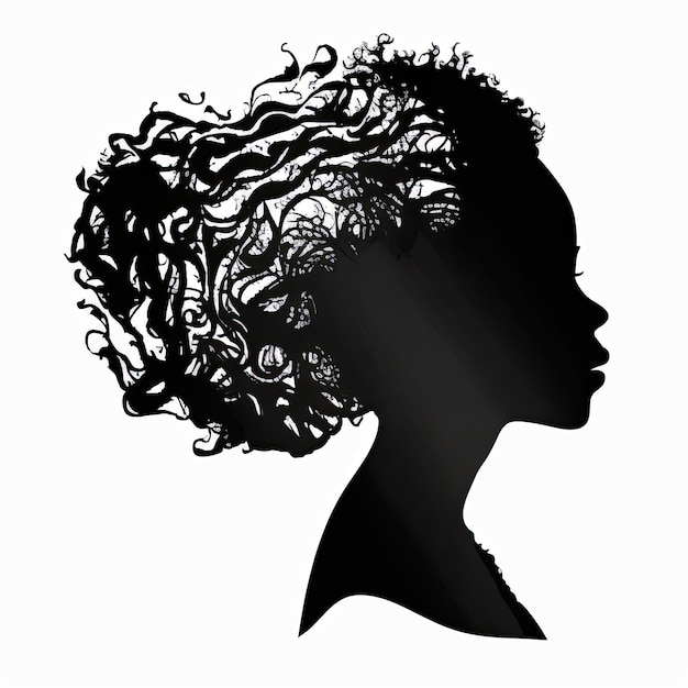 African woman silhouette Black girl on white background Strength and independence Generative AI