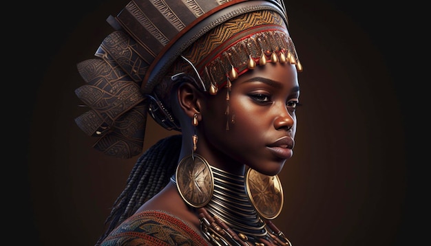 African woman in traditional headdress Ai generative