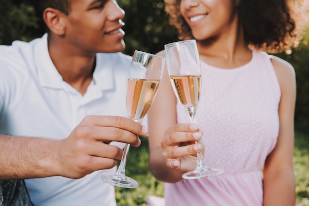 Afro-American Couple is Resting in Park Together