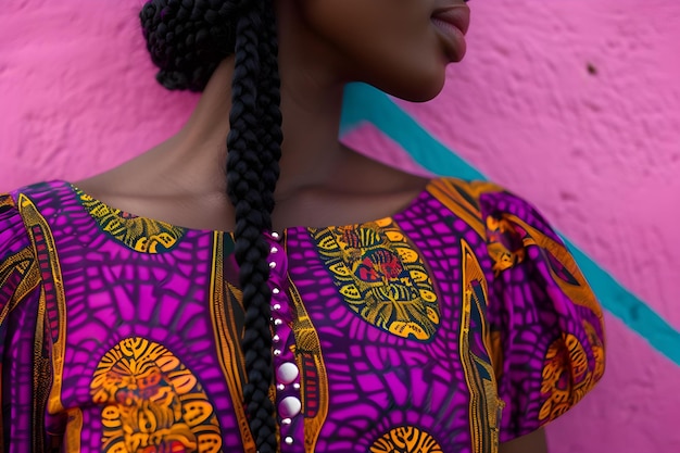 Afro Chic Elegance Beautiful Woman in Ankara Pattern Fashion