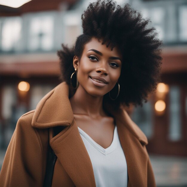 Afro young adult woman exudes confidence image ai generated