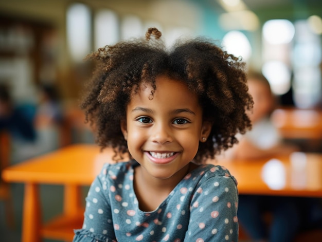 Afroamerican Girls' Education Happy beautiful afro Girl is smilling Generative AI