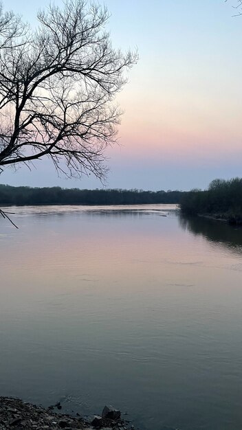 after sunset twilight over the river