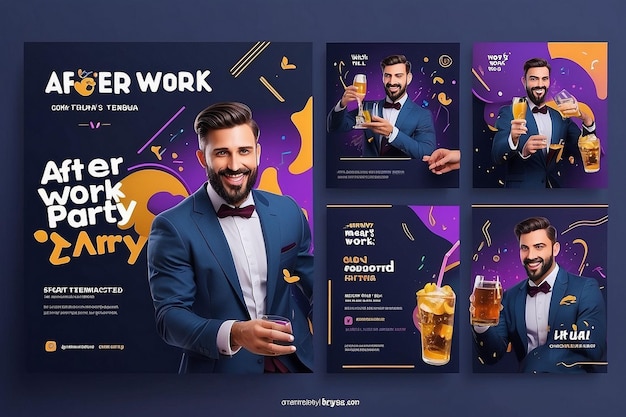 Photo after work party flyer and social media post template