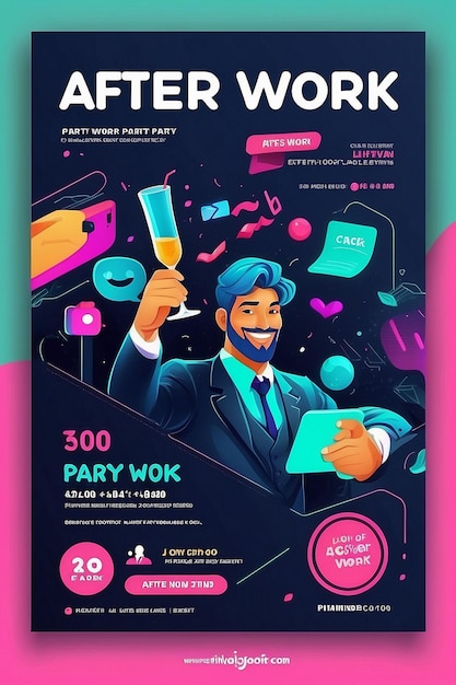 Photo after work party flyer and social media post template