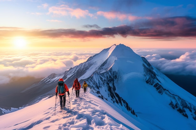 Against the backdrop of a wintry landscape a climber pushes the limits of outdoor exploration