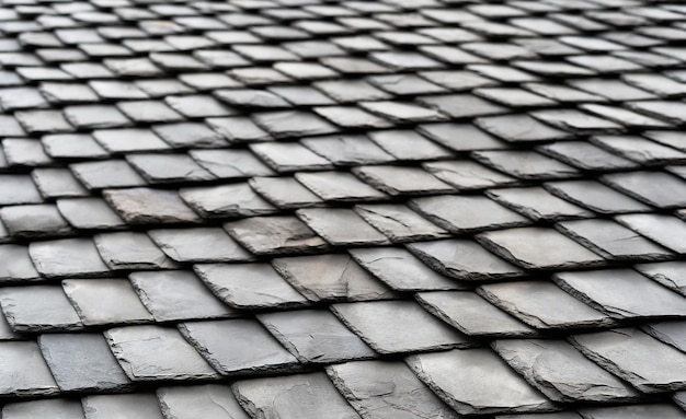 Aged black slate roof tiles background