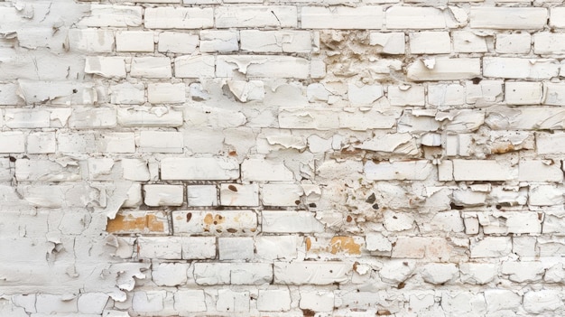 An aged white brick wall with a distressed surface adding a touch of history and character