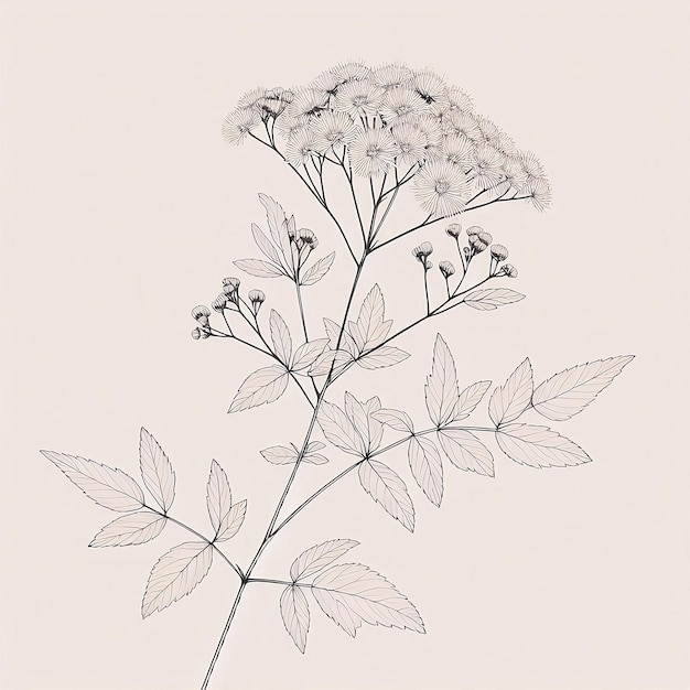 Photo ageratum flower line art