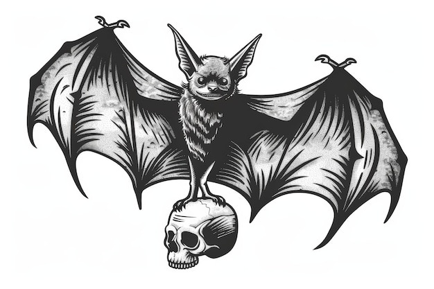 Photo aggressive bat with open wings on transparent background realistic and spooky halloween illustration