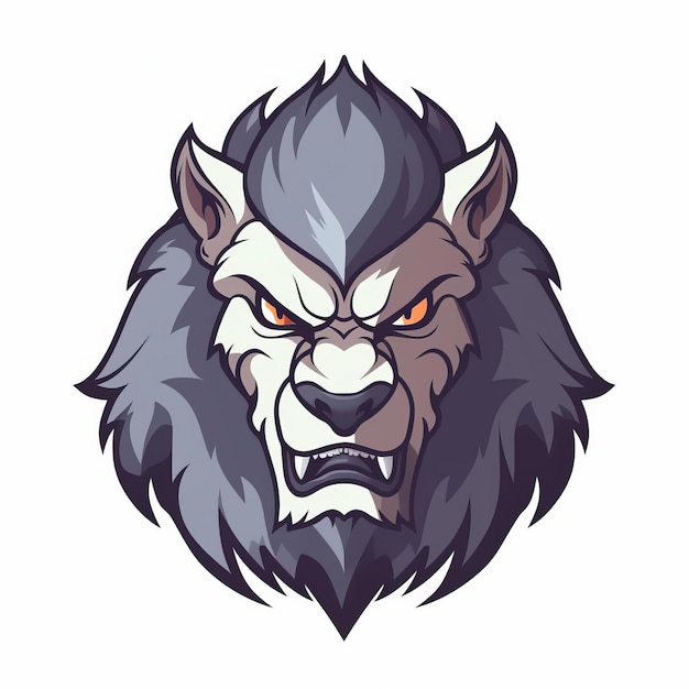 Aggressive Wolf Mascot Icon With Tan Teeth