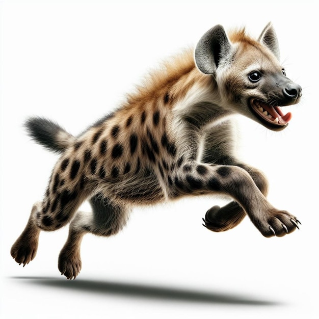 Agile Hyena in Motion Dynamic Wildlife Illustration on White Background Generative AI