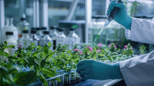 Agricultural biotechnology research in a laboratory advancing crop breeding and genetic engineering for improved yields