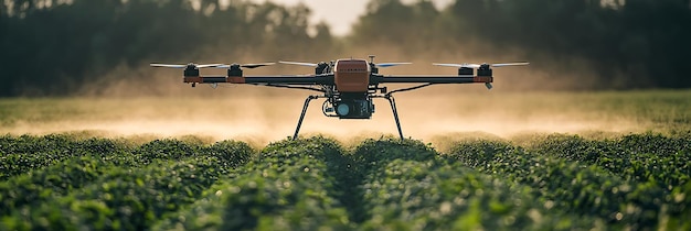 Agricultural Drone Spraying Crops in Field Photo