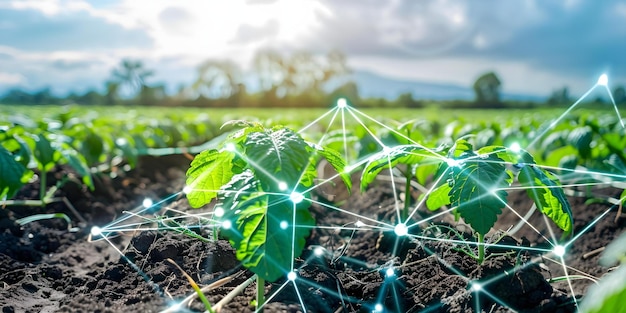 Photo agricultural iot devices optimize irrigation and monitor crop health for efficiency concept agriculture iot devices irrigation optimization crop health monitoring efficiency