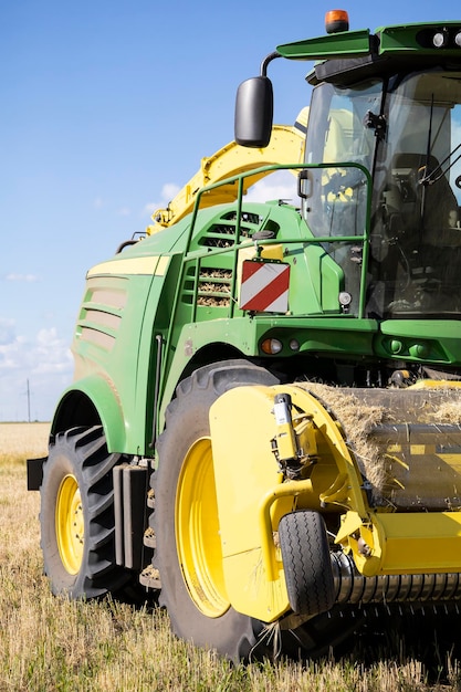 Agricultural machinery in operation in the fields. A new trend in technology