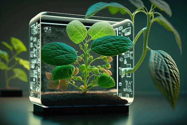 Photo agricultural technologies for growing plants and scientific research concept created with technology generative ai