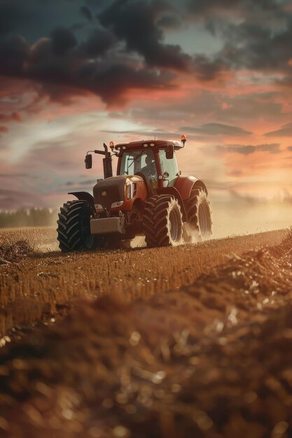 agricultural tractor working in the field Generative AI