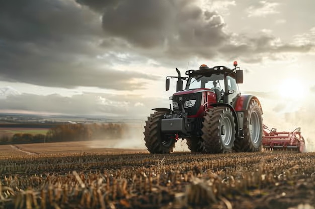 agricultural tractor working in the field Generative AI