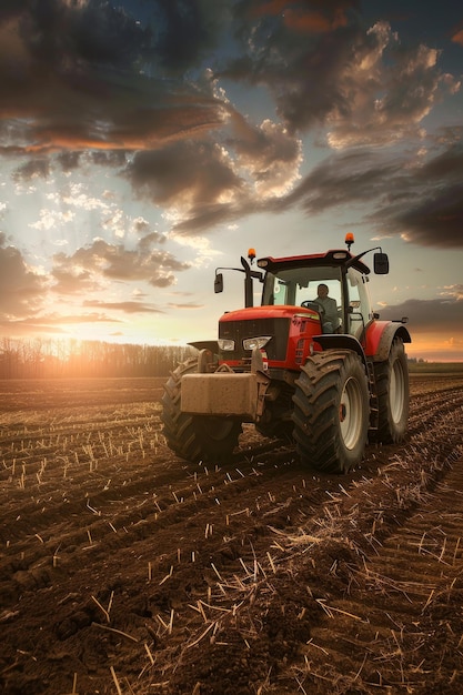 agricultural tractor working in the field Generative AI