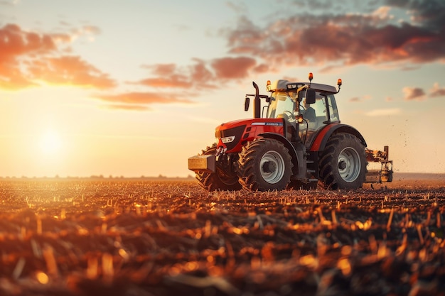 agricultural tractor working in the field Generative AI