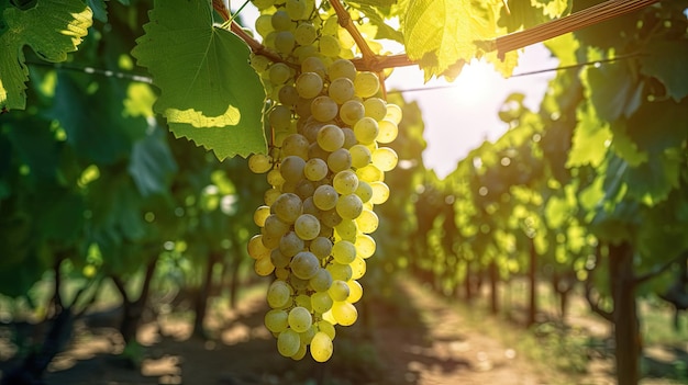 Agriculture grapes are growing in the fields Generative Ai