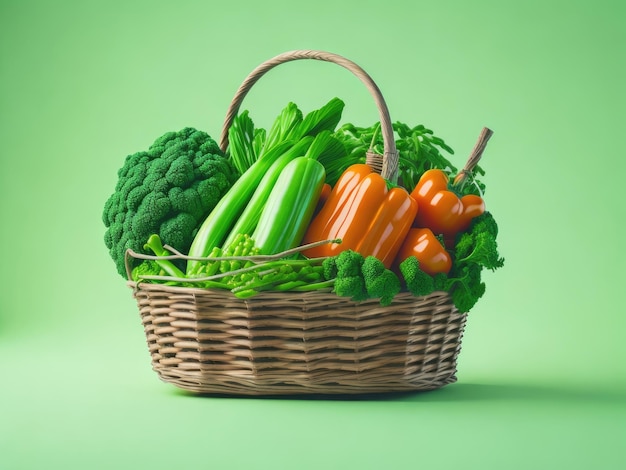 Agriculture and harvest basket full of vegetable ai generative