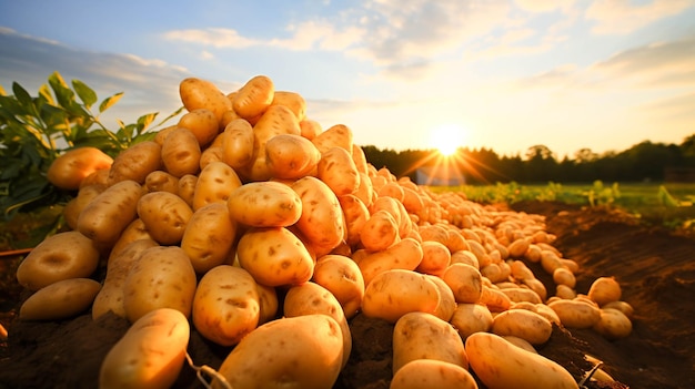 Agriculture raw potato harvest fresh dirt outdoors healthy