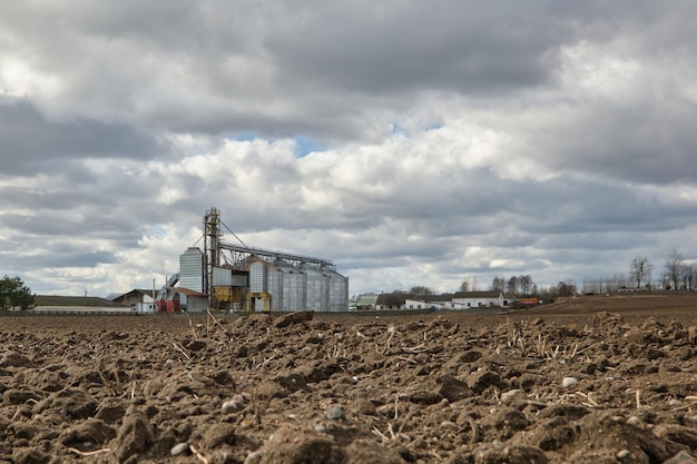 Agroindustrial complex with silos and grain drying and seeds cleaning line