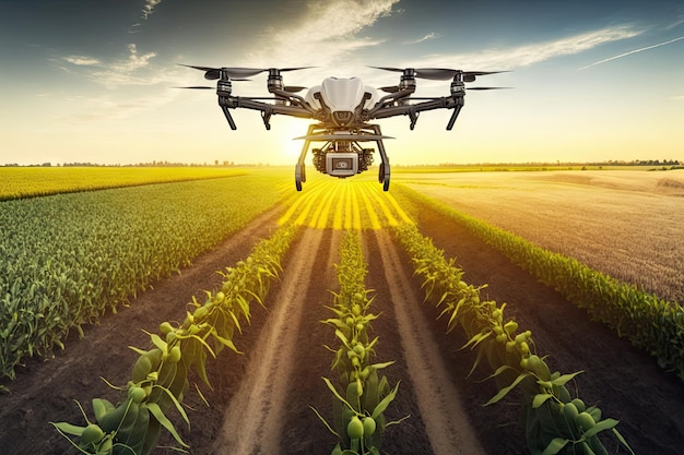 Agronomist drone over large area for agriculture or farm work