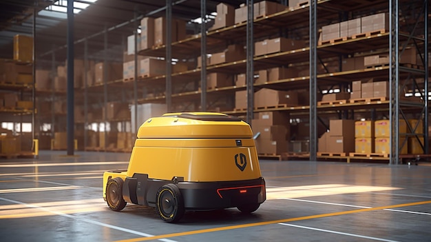 AGV automated guided vehicle in warehouse logistic Generative AI