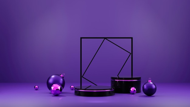 AH Abstract 3d podium with lighting purple podium stage for an award ceremony or performance 3d