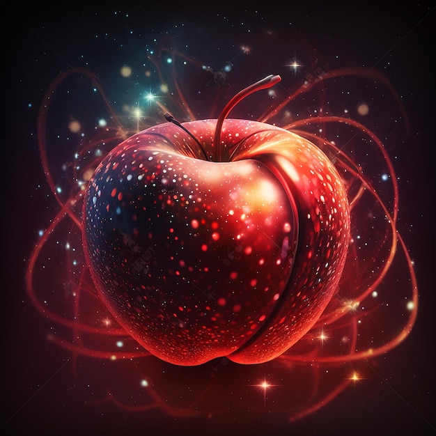 Ai apple with a black background and a glowing pattern