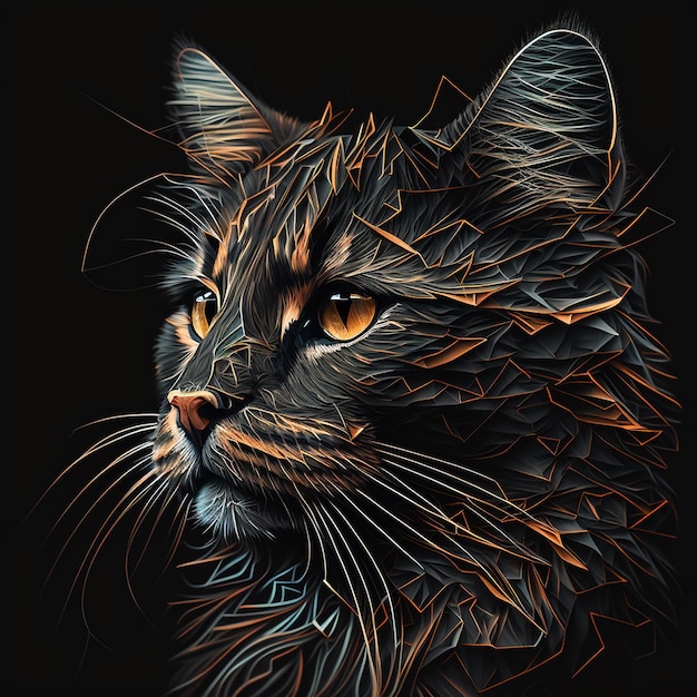 AI art Photo close up of a cat with glowing eyes generative