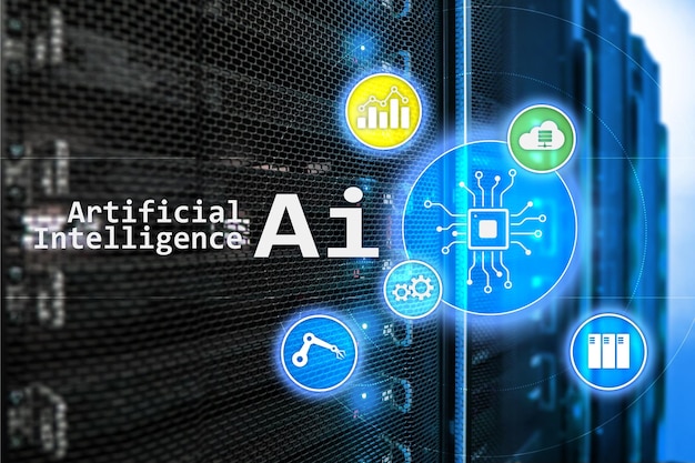 AI Artificial intelligence automation and modern information technology concept on virtual screen