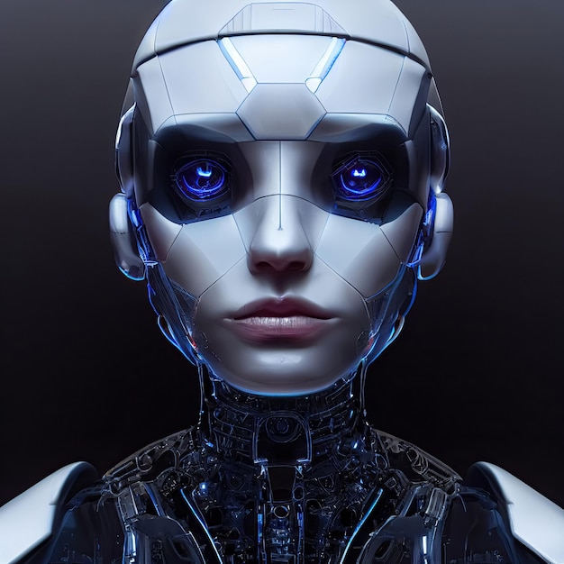 AI or artificial intelligence in humanoid head Technology and science future concept