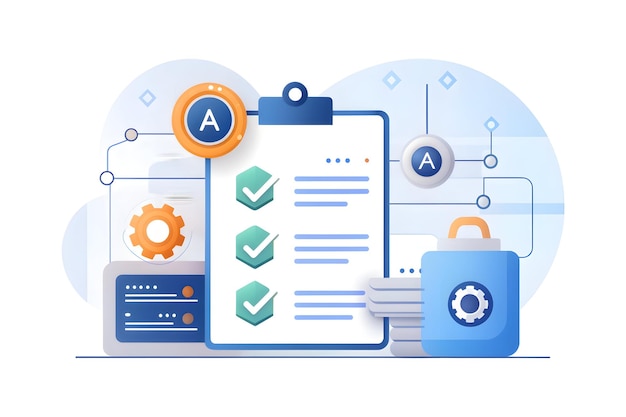 Photo ai automation and quality control concept illustrated with an ai icon and quality control symbol id