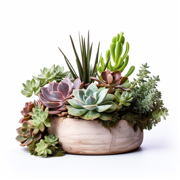 AI Beautiful Succulent Plant Pot on a White Background