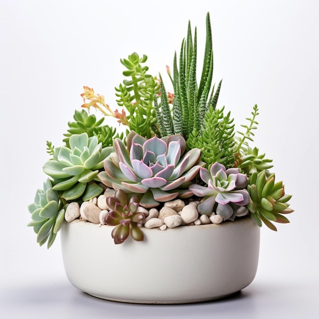 AI Beautiful Succulent Plant Pot on a White Background