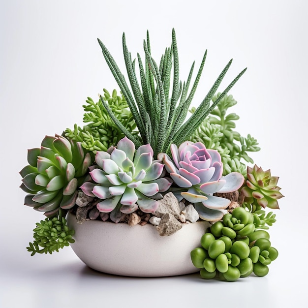 AI Beautiful Succulent Plant Pot on a White Background